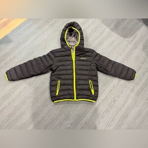 Eddie Bauer reversible Black & Gray Puffer Jacket with Neon Accents